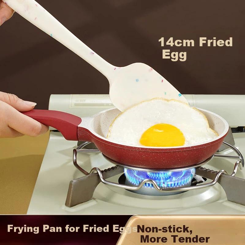 SSN Non-Stick Mini Frying Pan, Small Flat-Bottom Pan, Egg Cooking Tool, Fried Egg Pan, Breakfast Pan, Small Skillet, 14cm