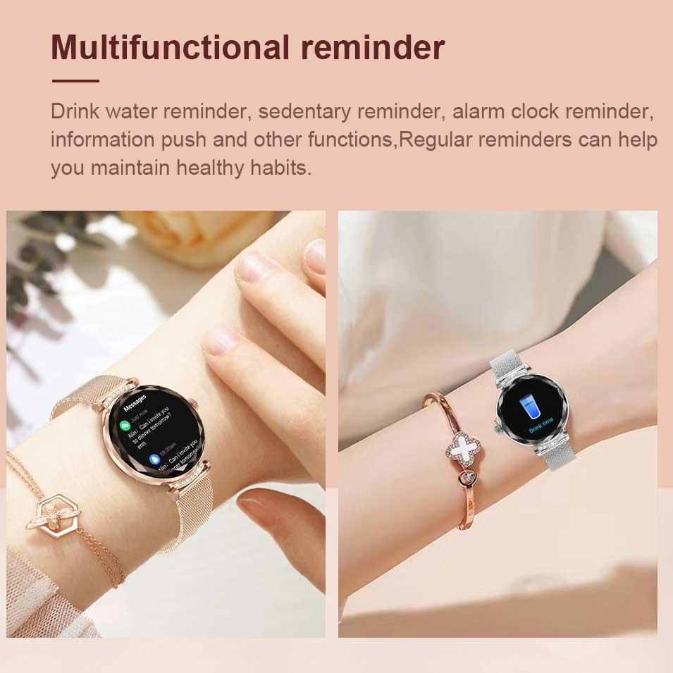 LUCKY START Fashion Smart Watch Women Bracelet Heart Rate Monitor Custom Dial Sports Fitness Watch Ladies Waterproof Smartwatch Android