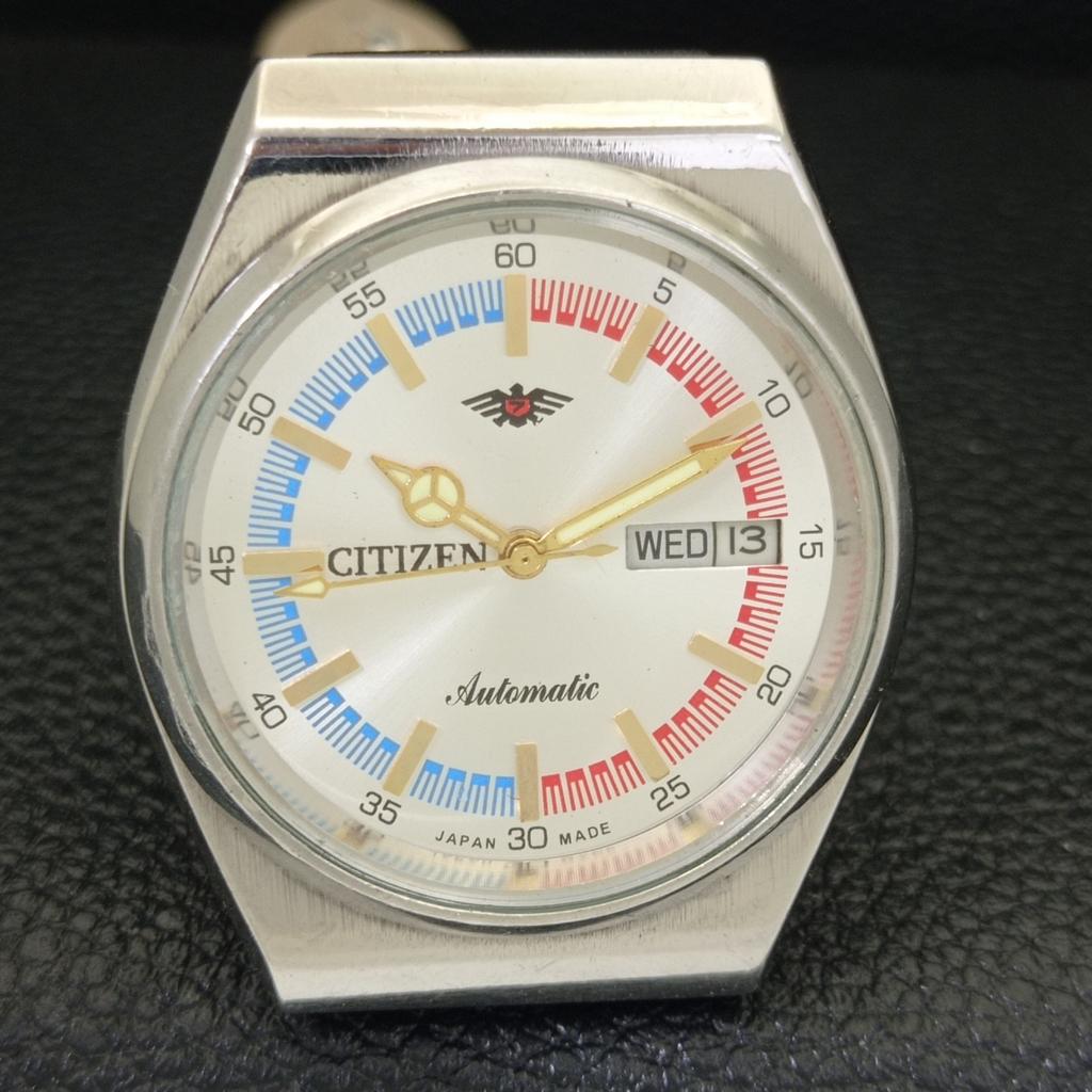 JAPAN MENS VINTAGE CITIZEN AUTOMATIC 8200 SILVER COLOR DIAL WATCH A500294-2 R151b-a500294