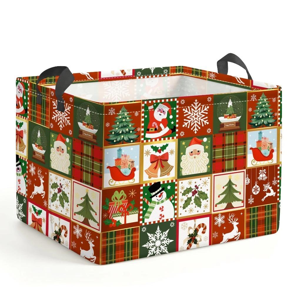 Large Capacity Christmas Storage Basket Cartoon Snowman Toys Organizer Box Laundry Hamper Closet