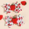 2pcs/Pack Sparkling Fruit Shaped 3D Strawberry Decoration Leather Hair Clips for Girls, Toddler Girl Hair Accessories Headwear
