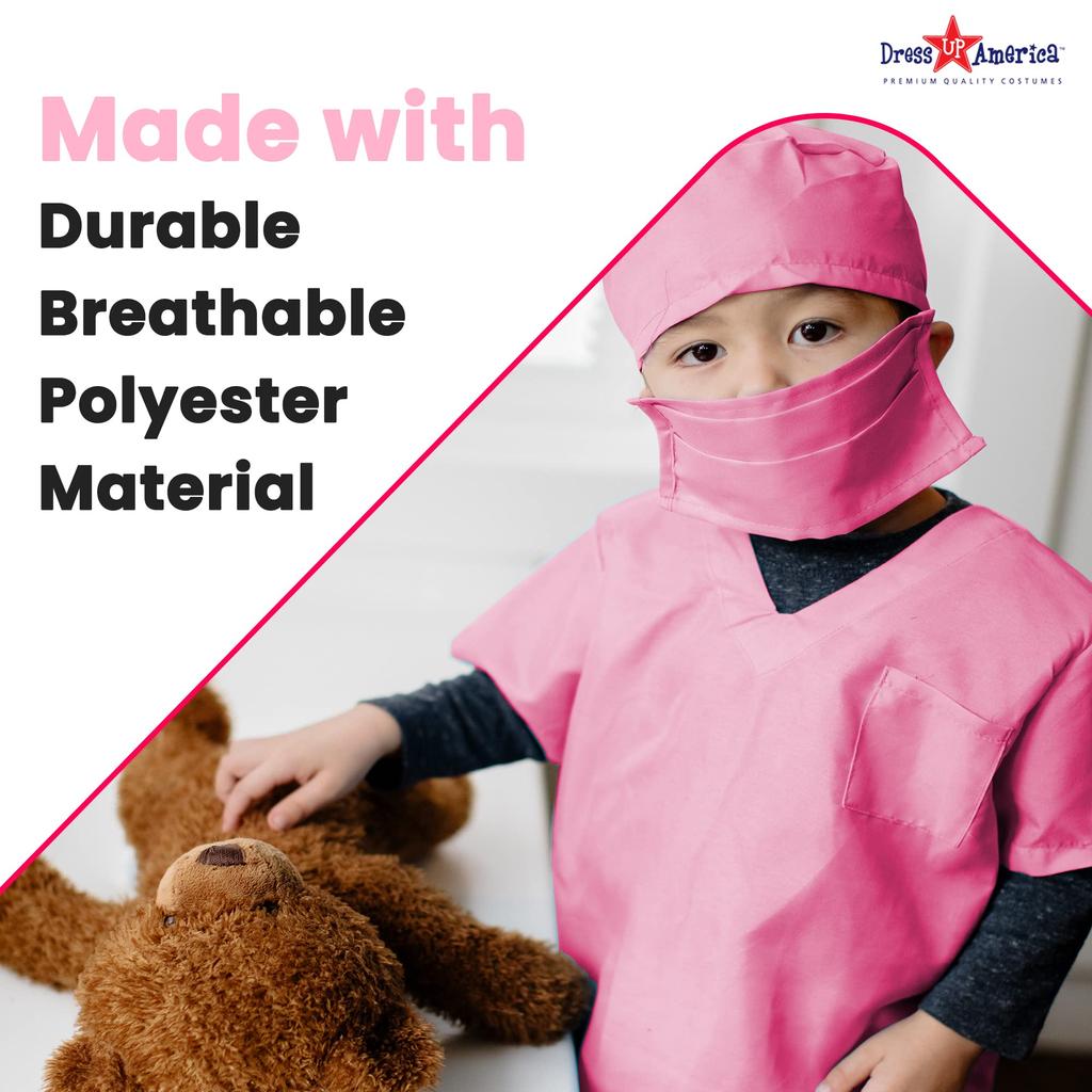 years Dress Up America 874P Doctor Pretend Play Outfit (Small 4-6 (71-76cm waist, 99-115cm height)) - Children/Toddler/Kids Scrub's (Small)