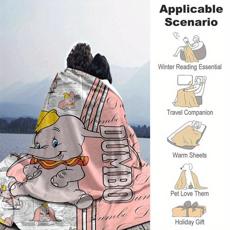 1pc. Dumbo Elephant Cartoon Print Blanket, Home, Office, Outdoor Gift for Kids and Adults