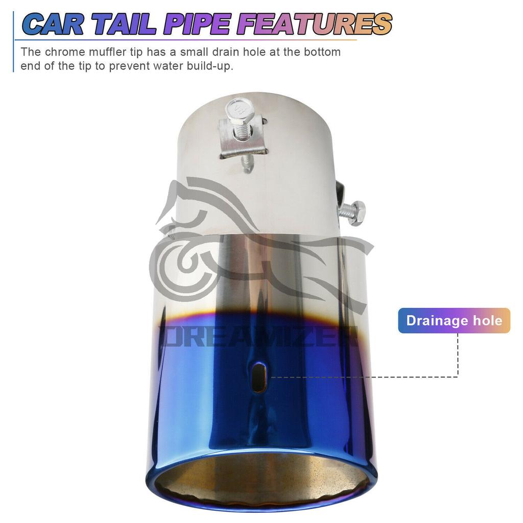 63MM Straight/Bend Chrome Universal Car Exhaust Nozzle Muffler Tip Pipe Round TailPipe Stainless Steel Car