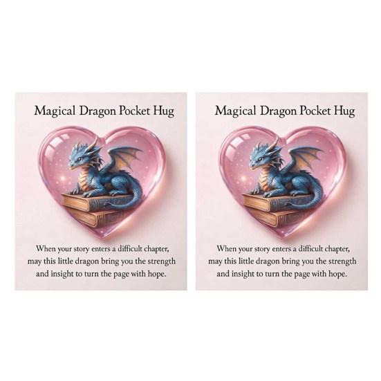 Magisk Drak Fickkram Fantasy Drakhjärta Symbol med Bokmärke Liten Känslomässigt Stöd UppmuntringsPresent för Läsare Studenter Fantasyälskare