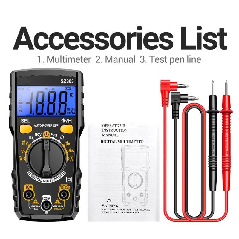 Multimeter Tester 1999Counts Digital Multimeter with Voltmeter and Ohm Meter Resistance; Tests Live, Continuitys