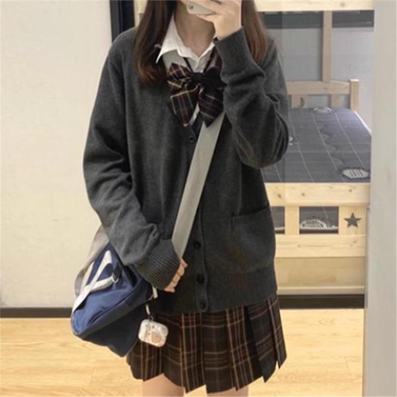 Original JK Women's Cardigan Sweater Coat - Autumn/Winter Japanese School Style, Long Sleeve Knit Top