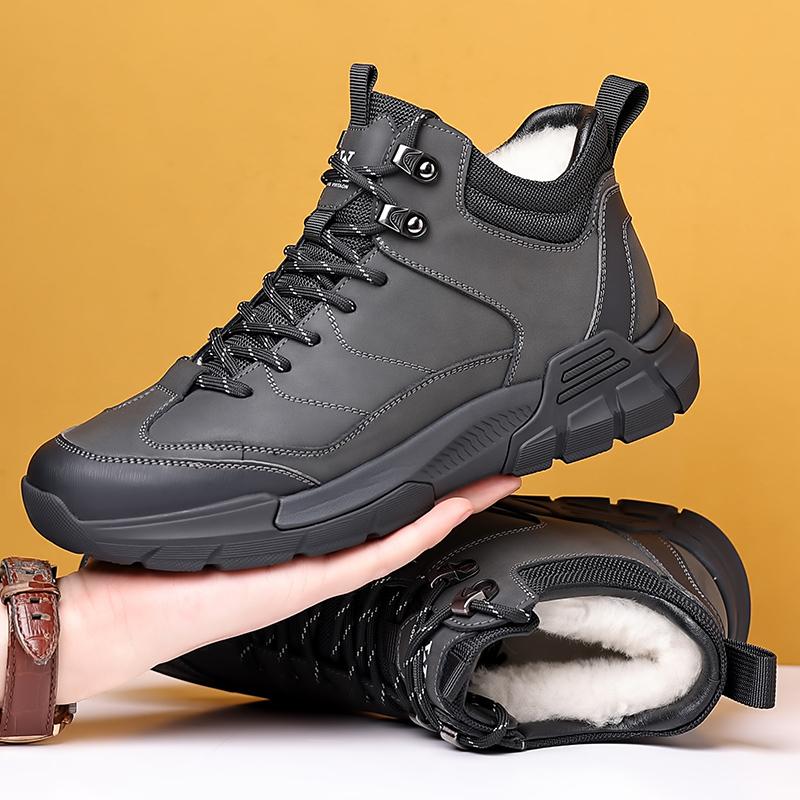 

Модные мужские ботинки Зимние плюшевые на толстой подошве на шнуровке Рабочая обувь мужская Трендовые непромокаемые теплые хлопковые короткие ботинки Botas Para Hombre 44 чёрный