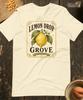 Lemon Drop Grove T-Shirt Retro Lemon Blossom Cottagecore Fruit Label Tee XS-4XL