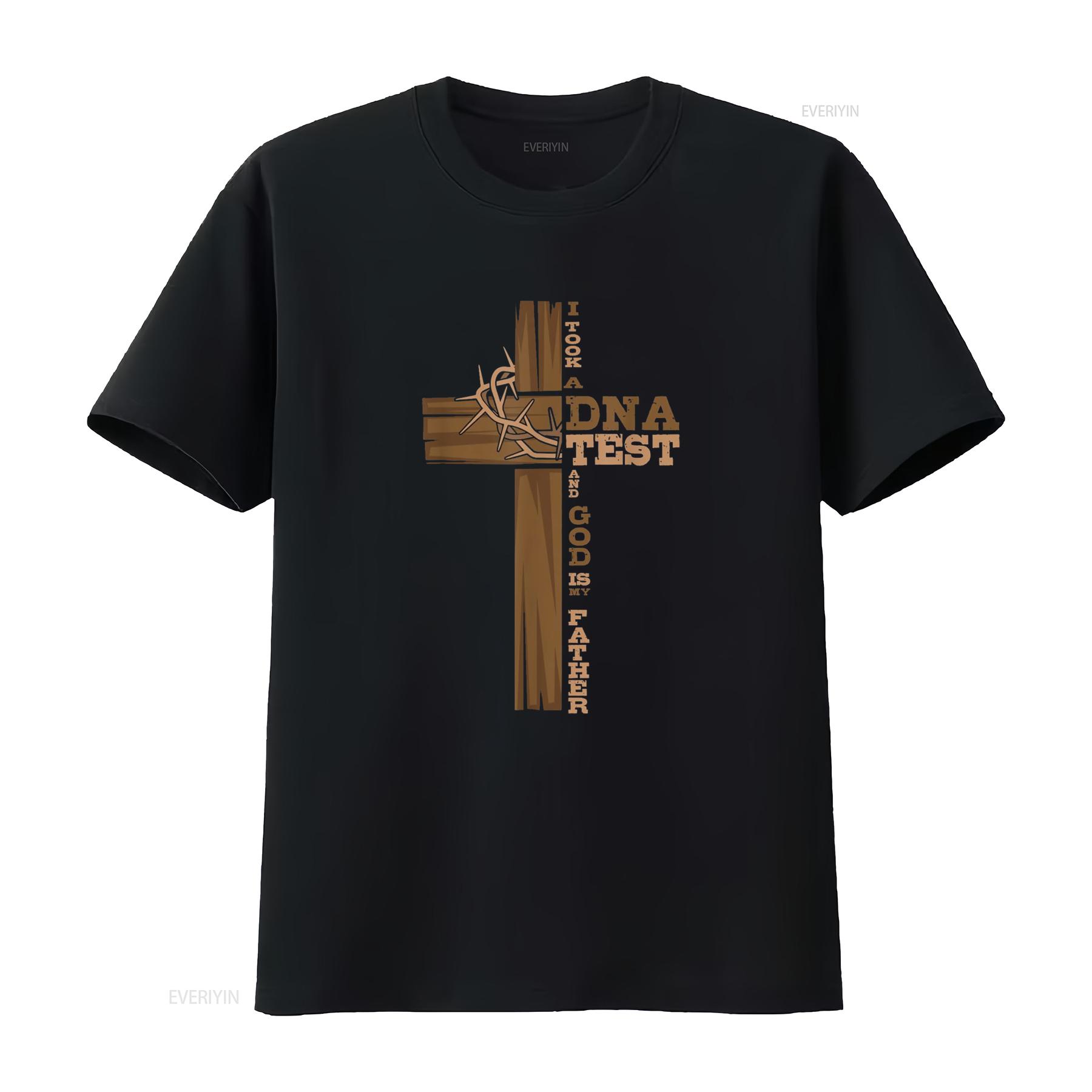 

I Took A DNA Test And God Is My Father Cross Christian T Shirt vintage Washed Breathable Unisex Slightly Top For Everyday Wear 4XL