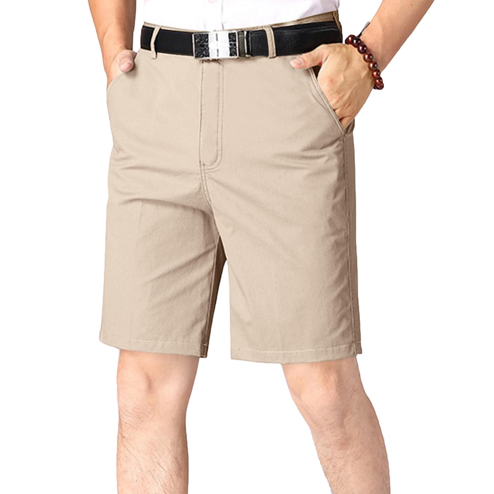 

Men Casual Straight Fit Shorts with Belt Loops and Buttoned Back Pockets for Everyday Wear and Outdoor Activities L
