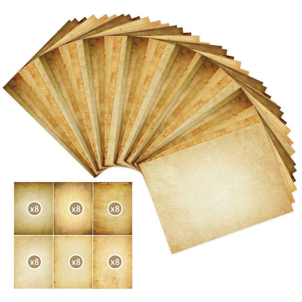 48PCS A4 Writing Paper Brown Decorative Material Paper Retro Letter Paper Scrapbook