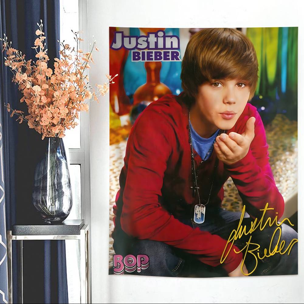 Popular Singer JJustinS BBieberS Cartoon Tapestry Art Science Fiction Room Home Decor Wall Hanging Home Decor