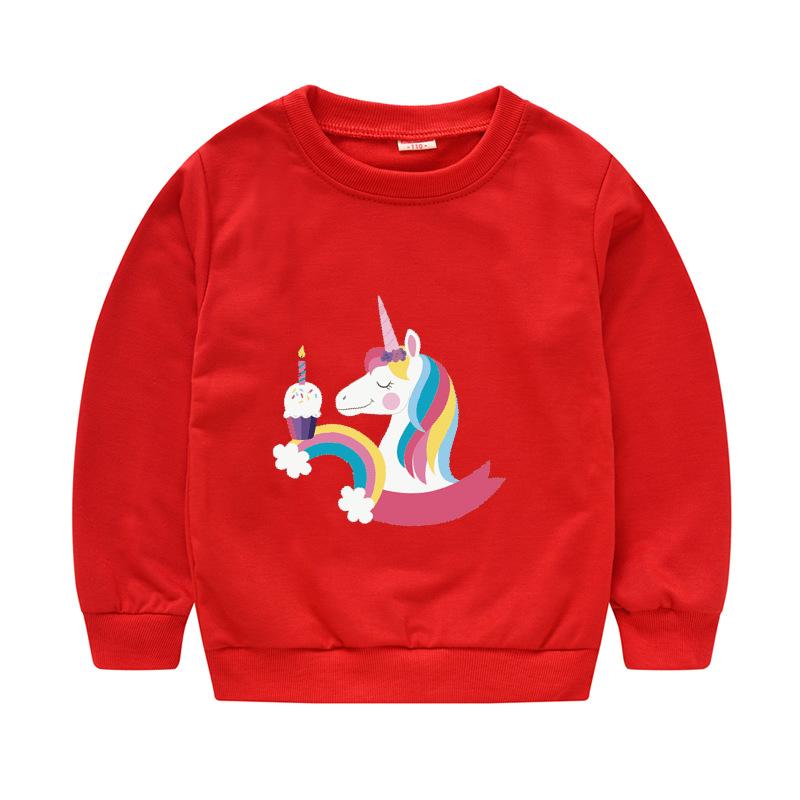 Children's Children's New Year Red Pullover Sweater Baby Cute Cartoon Avatar Round Neck Bottoming Shirt Tops