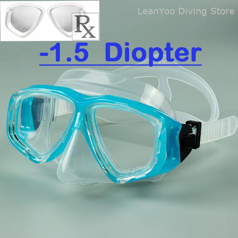 Optical Tempered Glass Diving Goggles Corrective Swimming Mask for Short-Sighted Swimmers Power Range -1.0 To -8.0 Diopter