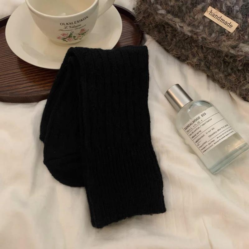 

Lazy Atmosphere Grey Socks Medium Tube Socks Wool Socks Thickened Warm Retro Korean Stacking Socks One size fits all чорний