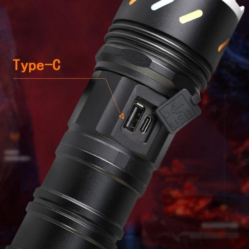 20000MAH 30W White Laser Flashlight TYPE-C Charging Zoom Digital Display with Fluorescence Strong Light Long-range Torch