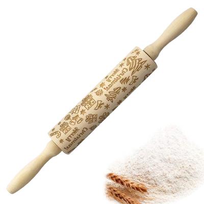 Hölzerne Weihnachtsrollen, natürliches Nudelholz aus Holz zum Prägen als Backwerkzeug