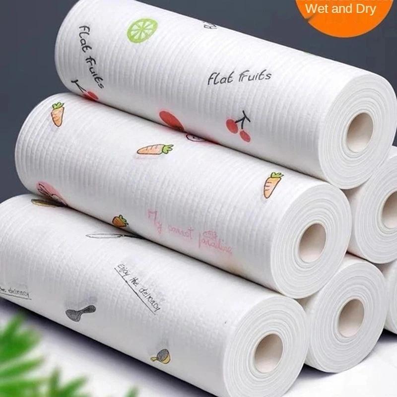 50 sheets High quality dishwashing cloth - reusable, super large roll dry wet dual-use kitchen towel, non greasy cleaning cloth,