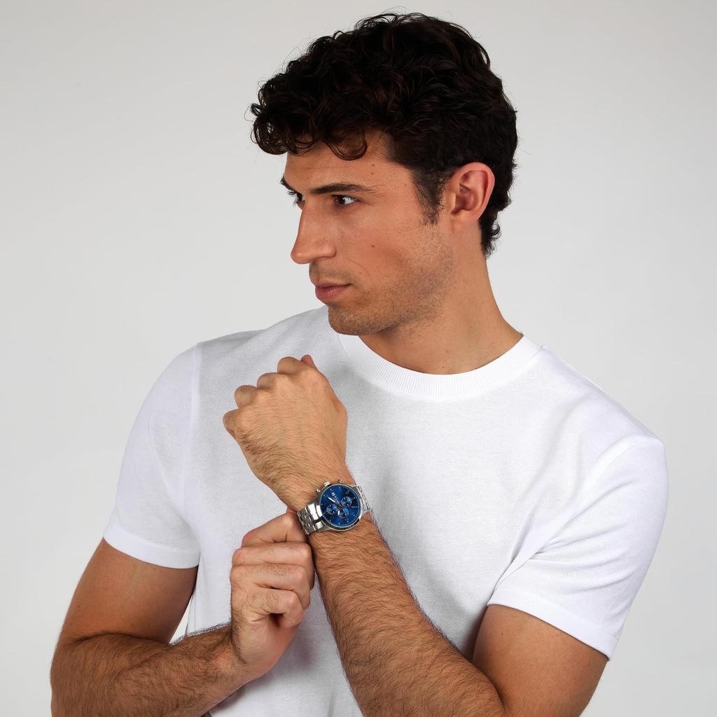 Sector 660 Series Chronograph Water Resistant to 5 Blue Stainless Steel Authentic Men's Watch, Business/Sports, ATM, Dial, Band, 42mm, 2-Year