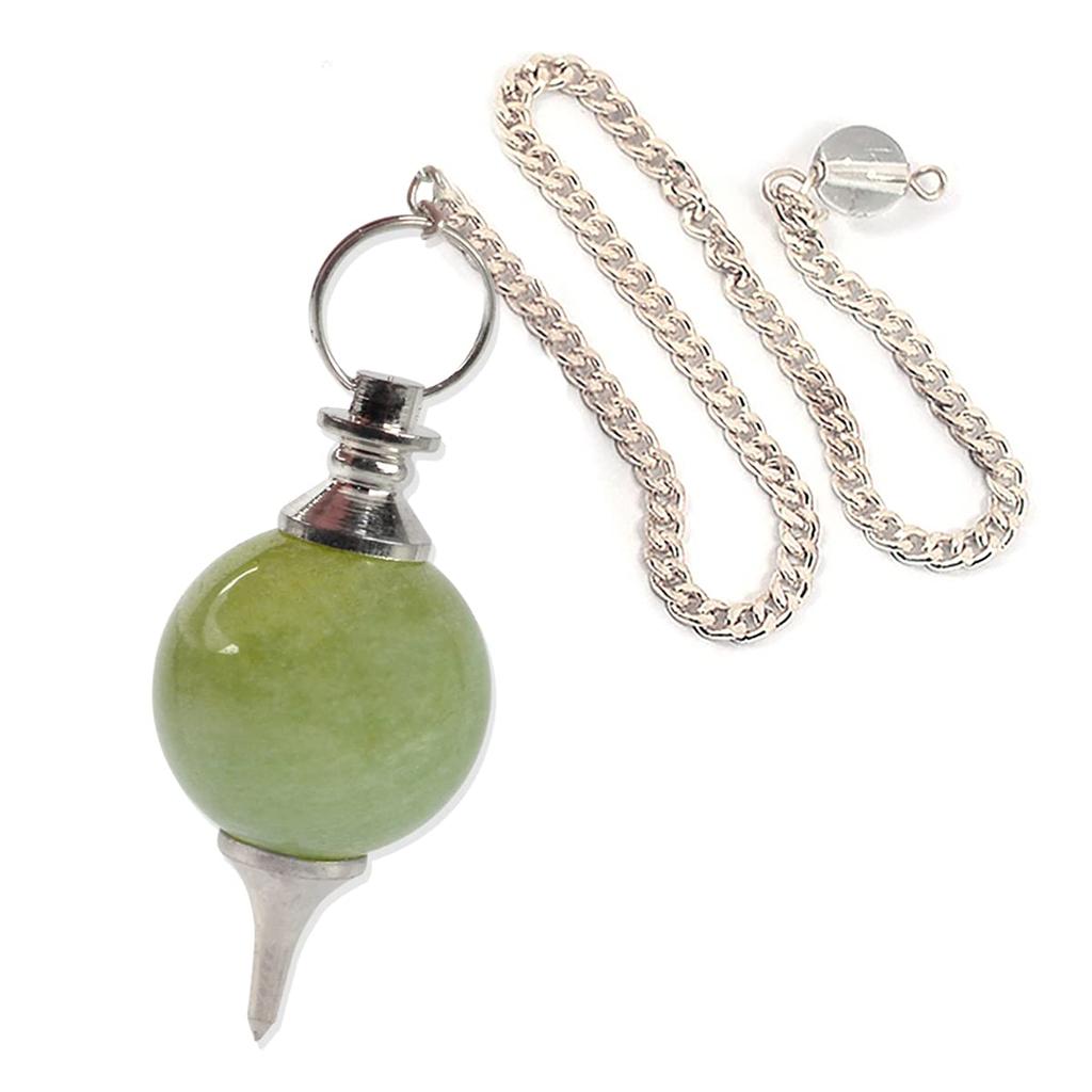 Crystu Pendolo Divinatorio in Giada Verde Naturale Pendolo Divinatorio a Catena Sferica di Cristallo Divinazione