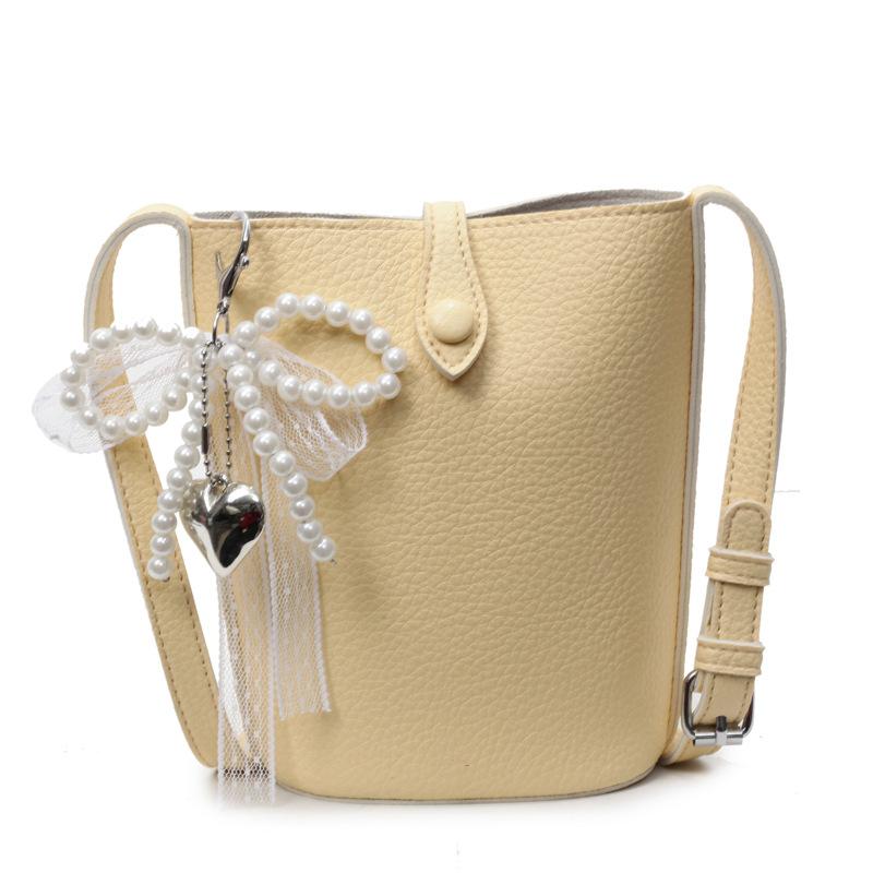 Koreańska wersja casualowej torby na telefon komórkowy w kolorach makaronowych z prostym wzorem liczi, damska, wszechstronna, na dojazdy, w stylu zagranicznym, listonoszka, worek