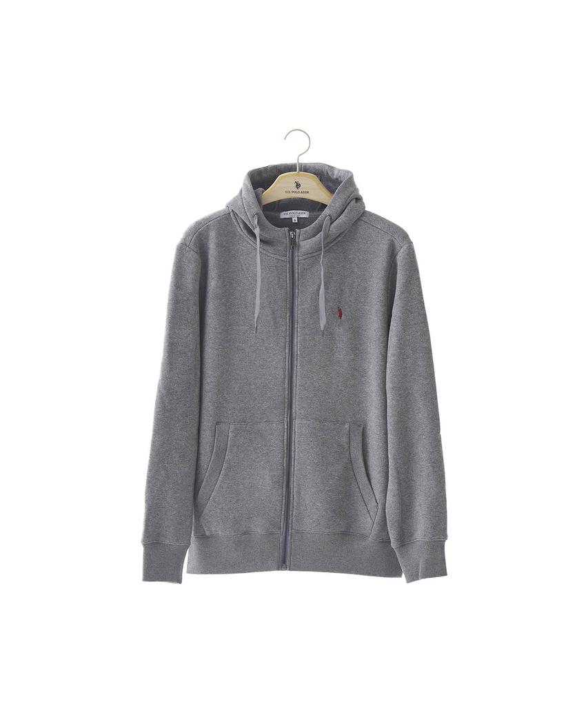 Uspoloassn Fleece-Lined Zip-Up Hoodie_Melange Grey