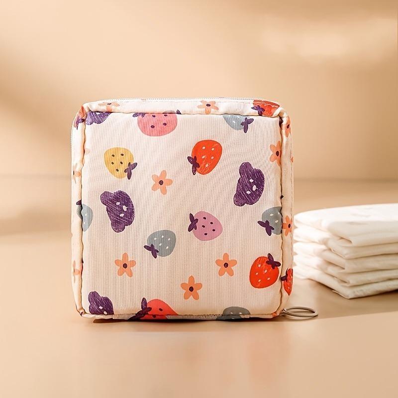 

1pc Zipper Pouch Waterproof Lipstick Bag Cute Style Makeup Bag Portable Travel Toiletry & Sanitary Napkin Storage Bag For Women