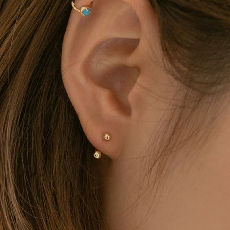 LUNNE 14k Double Ball Line Piercing (14k Gold) #PI12