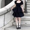Summer 2026 New Fashion Bubble Sleeve Coffee Break Premium Bow Square Neck Waist Princess Fluffy Dress Women