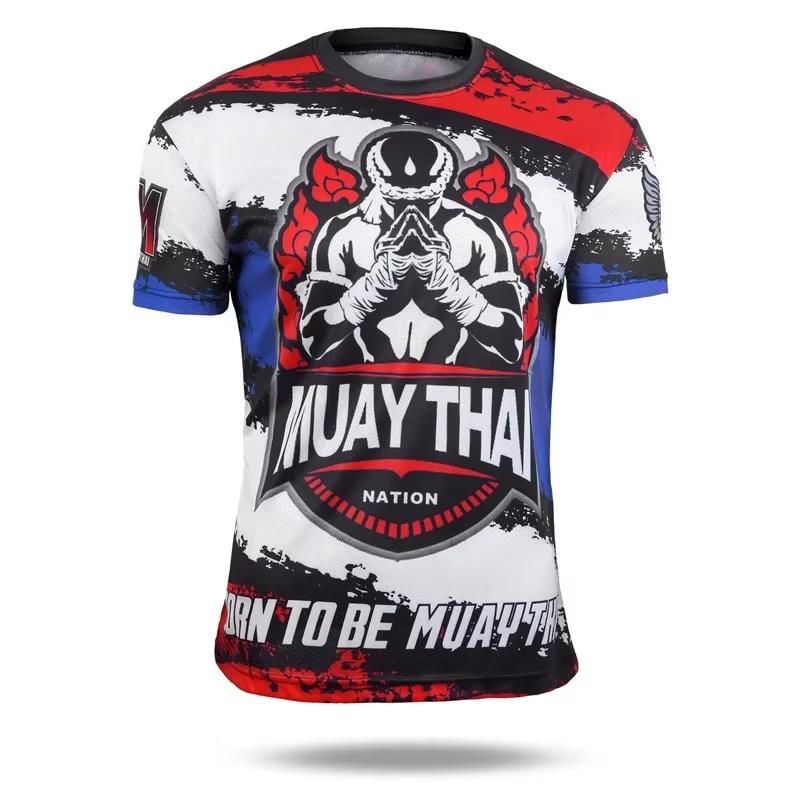 3D Muay Thai print Men s T-shirt Cool sports fashion street wear short summer S