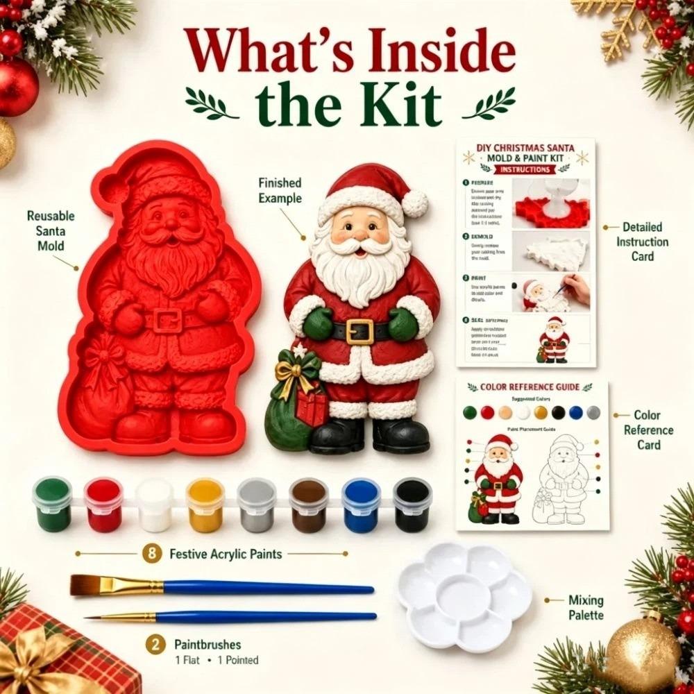 Christmas Craft Kit DIY Painting Craft Kit Gypsum Casting Plaster Casting Mold  Children Coloring