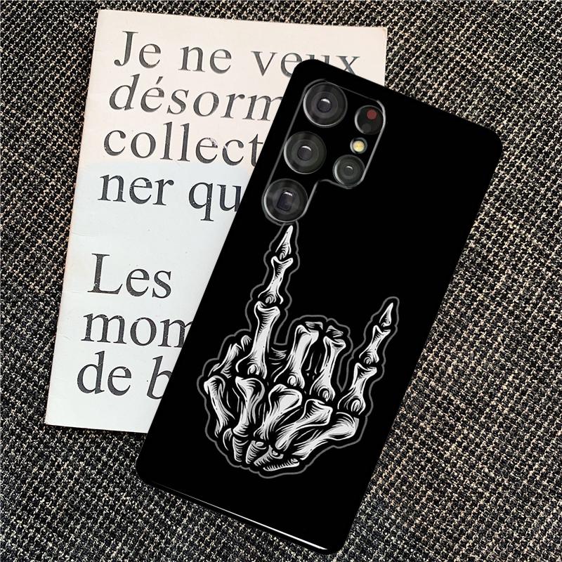 Skeleton Middle Finger Case For Samsung Galaxy S25 S24 Ultra S20 S21 S22 S23 Ultra S9 S10 Plus S25 FE Back Cover