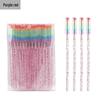 Rainbow Crystal Rod Makeup Brushes & Eyebrow Comb Set - 50 pcs, with Eyelash Curler and Brush.