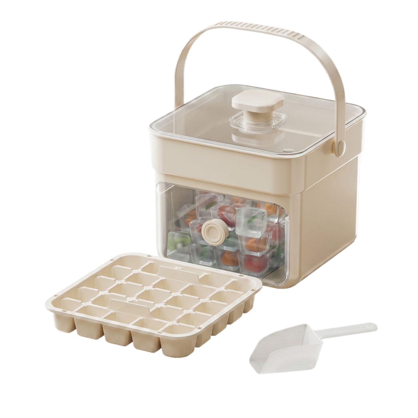 

Large Capacity Ice Cube Mold with Press Lid Square Ice Tray and Storage Box for Home Kitchen Party Beverage Use One Size