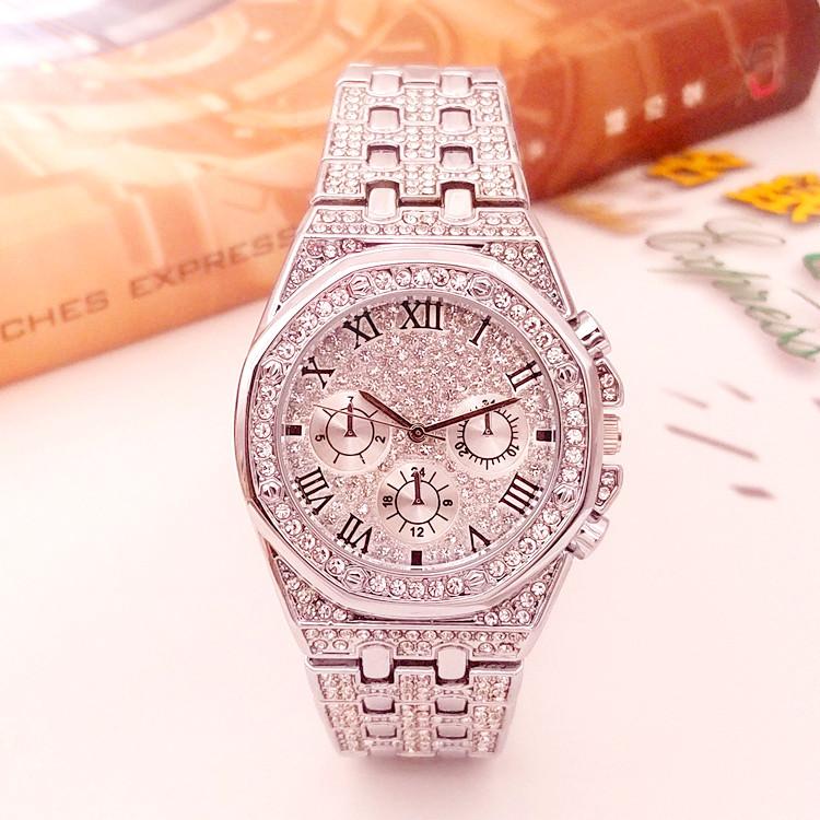 Reloj Hombre Ice Out Watches Luxury Business Yellow Gold Watches Men Full Rhinestone Quartz Wristwatches Male Clock