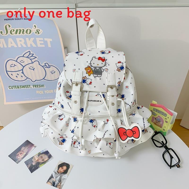 Hello Kitty Bookbag For Girls Large Nylon Fashion Backpack With Drawstring Closure
