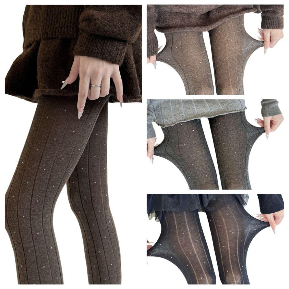 Essential Polka Dot Pattern Pantyhose Cotton Material Comfortable Tights Ribbed Texture Fashion Leggings