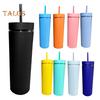 500ml Skinny Tumbler with Lid And Straw Double Wall Sippy Cup BPA-Free Tumblers Insulated Travel Mug for Iced Coffee Reusable Party