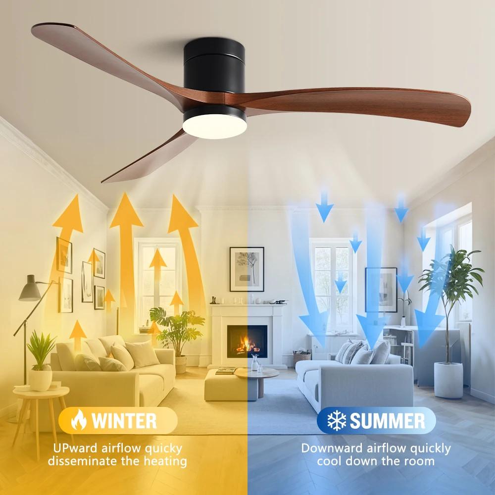 46-56" Low-Profile Electric Fan Light Household Integrated LED Lighting Fan Living Room ABS Blades Ceiling Fan Lamp