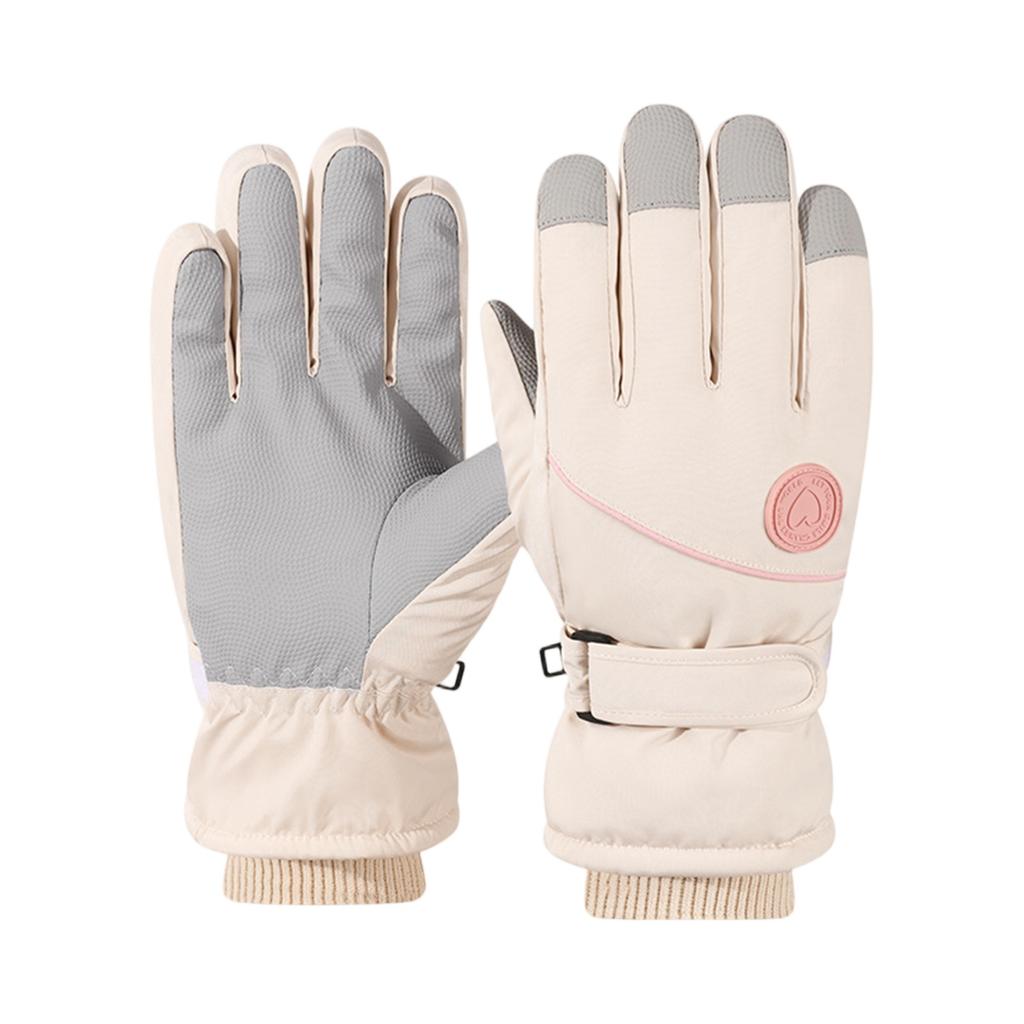 Dámské srdečné lyžařské rukavice se zesíleným fleecem pro jízdu s dotykovým displejem