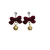 Retro French Red Velvet Bow Earrings - Festive Christmas Studs