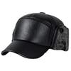 In the elderly hat men winter warm dad old man leather hat fleece thickened windproof old man ear protection cap