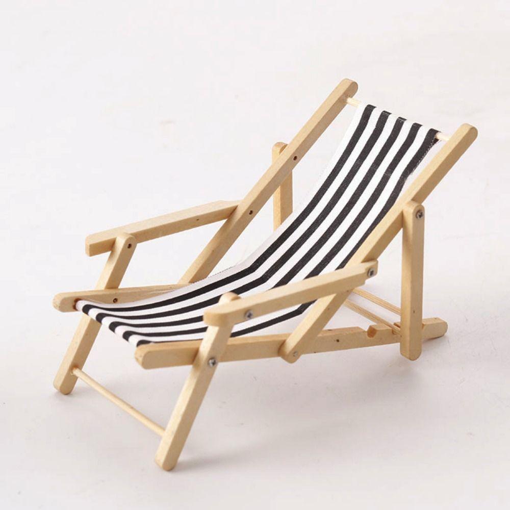 Wooden 1/12 Dollhouse Chair Multicolors Summer Vacation Beach Chair  For OB11 Doll