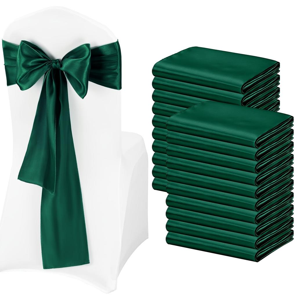 10 Pcs Wedding Banquet Chair Back Ribbon Bows Satin Sash Decorations For Dining Room Party Event Chair Covers