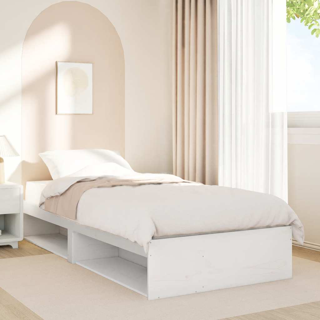 Łóżko Dzienne Bez Materaca Białe 75X190 Cm Lite Drewno Sosnowe