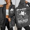 Cute Japanese Pocket Cat Printed Women Zipper Hoodies Fashion Streetwear Fleece Crewneck Hoody Hot Sale Oversize Clothes