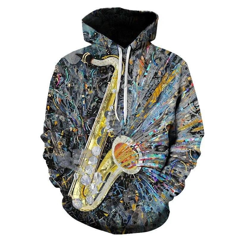 

Весенне-осенние толстовки с 3D принтом для мужчин и женщин, толстовки со скрипкой, микрофонами, музыкальными нотами, рок-диджейскими концертами, забавная одежда 5 XL
