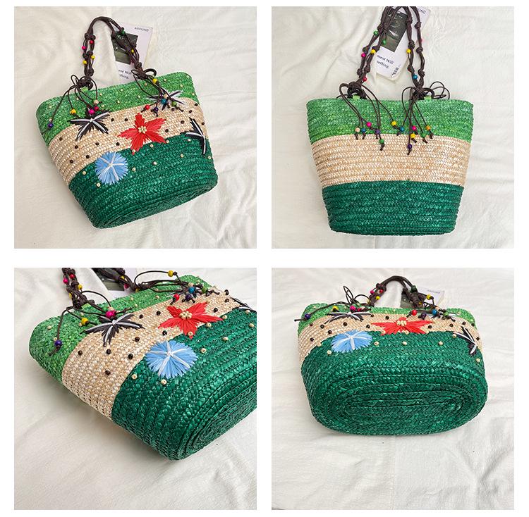 Women's Large Capacity Summer Woven Straw Beach Bag with Starfish Decoration