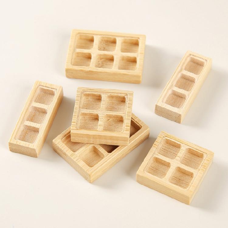 Simple Wood Grid Organizer For Dollhouses Accessories Interactive Pretend Play Toy